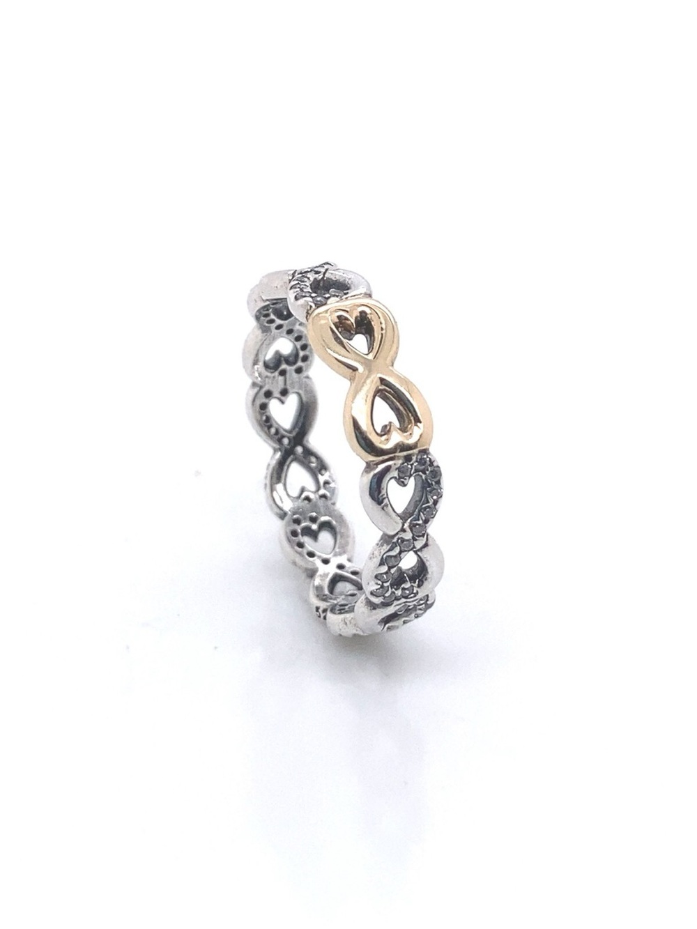Pandora Silver and Gold Infinity Heart Stackable Ring
